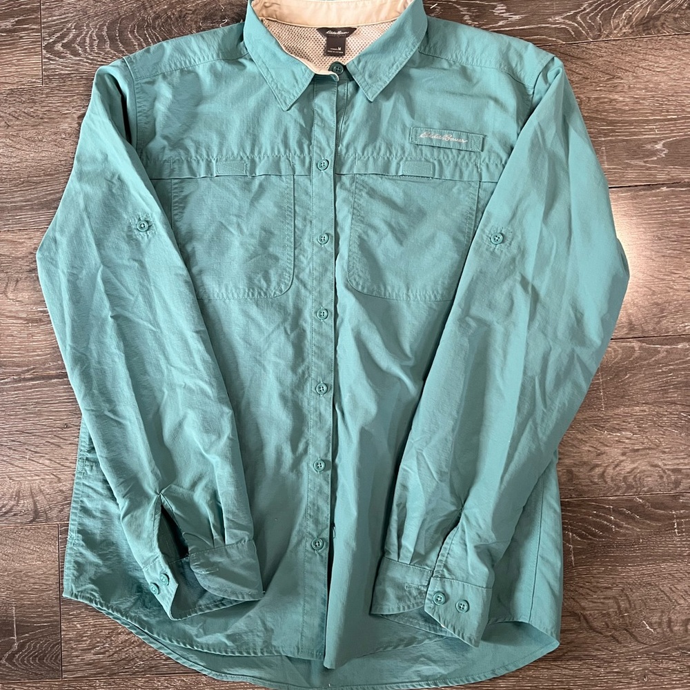 Eddie Bauer Aqua Button Down Shirt